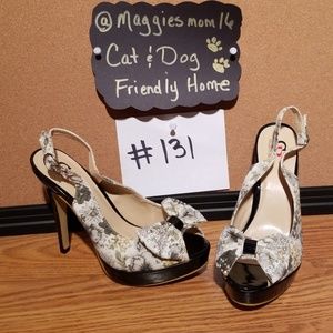 CR Collection floral print peeptoe heels